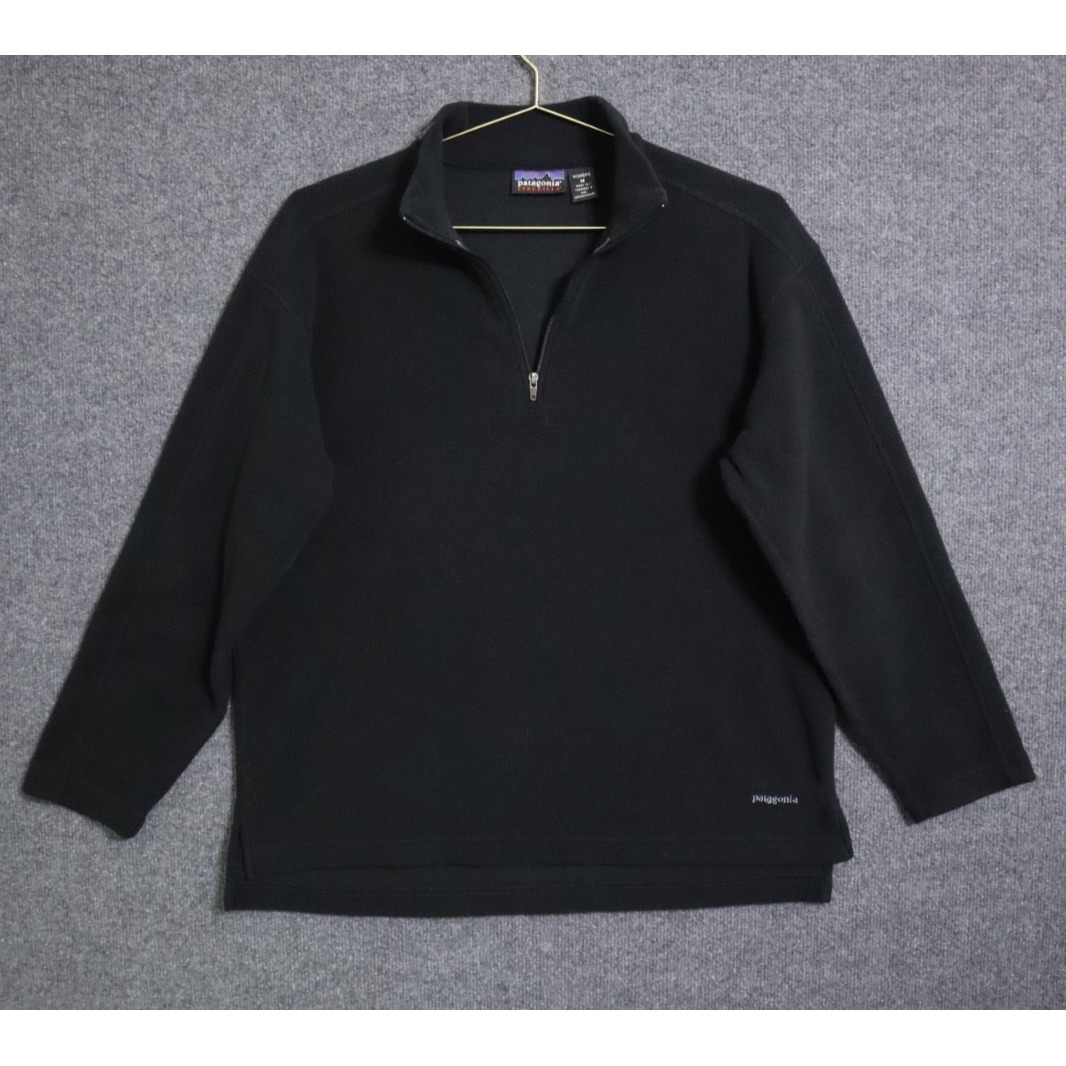 Vintage Patagonia Pullover Women M Black Synchilla Micro D Luxe Cocoon Vtg 2002